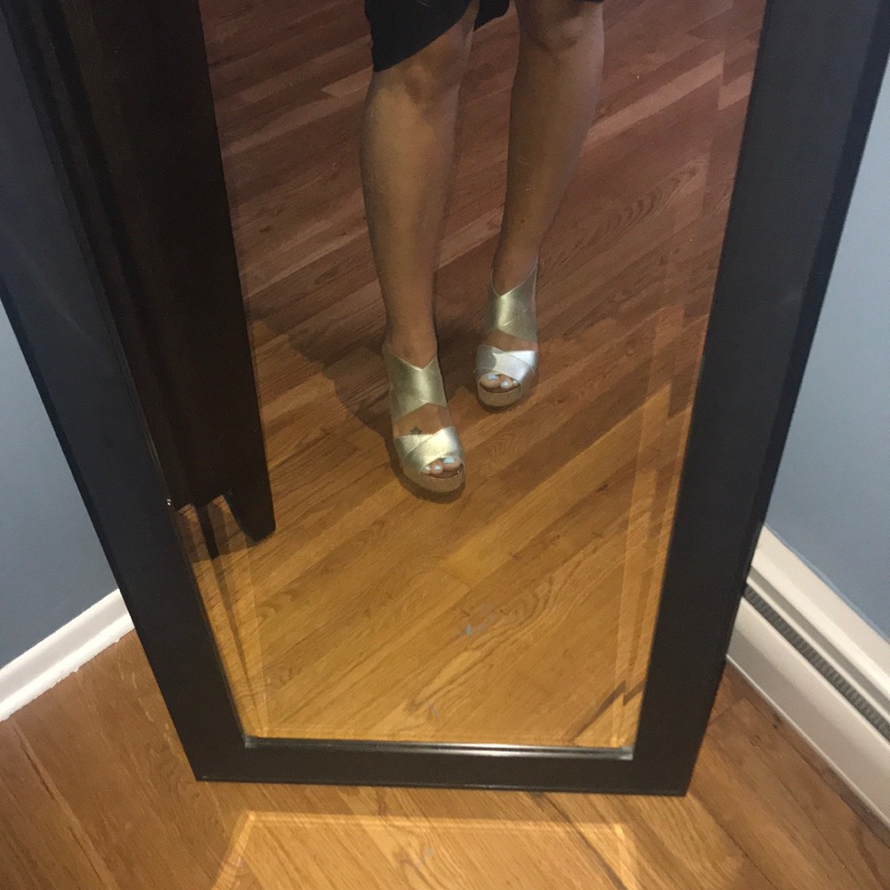 Gold wrap platform wedges